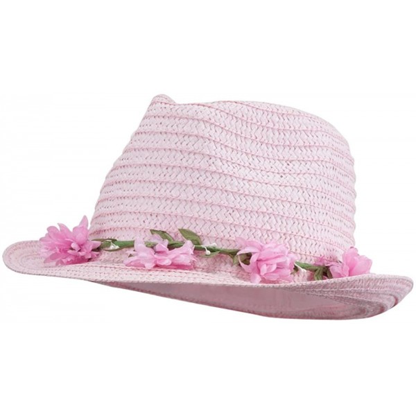 Fedoras Women's Flower Lei Paper Fedora - Pink - CH11V2VVROB $21.22