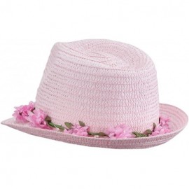 Fedoras Women's Flower Lei Paper Fedora - Pink - CH11V2VVROB $21.22