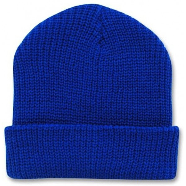 Skullies & Beanies 12 Inch Long Knit Watch Cap Beanie - Royal Blue - CP110DKA8K5 $12.10