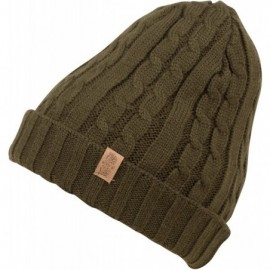 Skullies & Beanies Avery Thermal Fleece Lined Cable Knit Beanie - Olive - CV11Q18CYSX $10.91