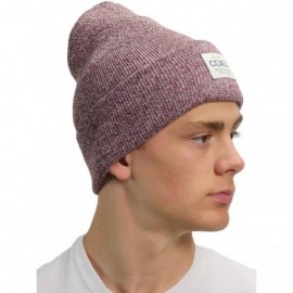 Skullies & Beanies Men's The Uniform Fine Knit Workwear Cuffed Beanie Hat - Burgundy Marl - C018W6KILKL $17.42