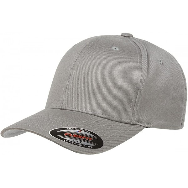 Baseball Caps Original Flexfit Wooly Cotton Twill Cap 6277- Stretch Fit Baseball Cap w/Hat Liner - Grey - C71803E0RIG $13.13