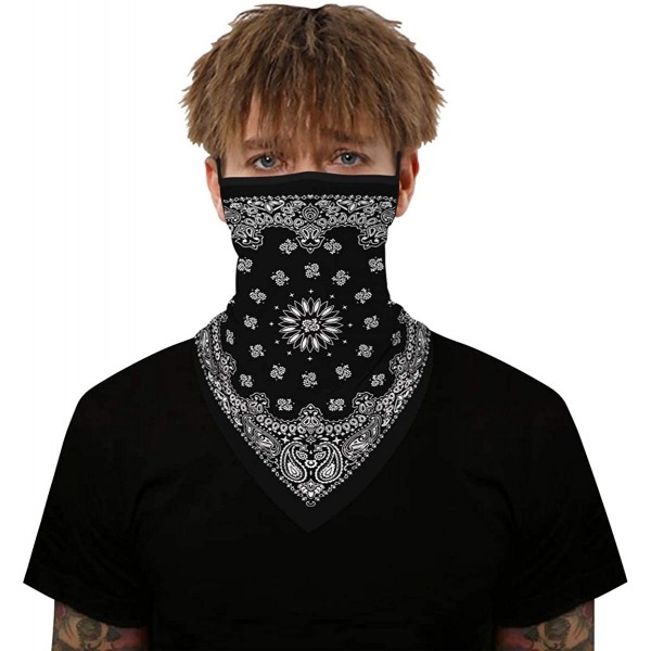 Balaclavas Bandanas Face Mask For Women/Men Ear Loops Cooling Face Scarf Reusable Washable - White/Black - CJ199A26H8I $15.08