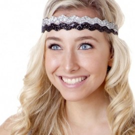 Headbands 5pk Women's Adjustable NO SLIP Wave Bling Glitter Headband Multi Gift Pack (Gold/Black/Silver/Brown/White) - CC1274...