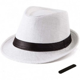Fedoras Straw Fedora Hats for Men - Women Hat Summer Beach Hat Men Straw Hat Trilby Hat - CB18W37RKSA $28.73