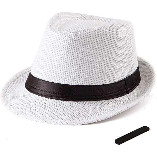 Fedoras Straw Fedora Hats for Men - Women Hat Summer Beach Hat Men Straw Hat Trilby Hat - CB18W37RKSA $15.96
