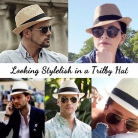 Fedoras Straw Fedora Hats for Men - Women Hat Summer Beach Hat Men Straw Hat Trilby Hat - CB18W37RKSA $15.96