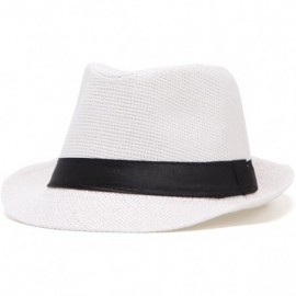 Fedoras Straw Fedora Hats for Men - Women Hat Summer Beach Hat Men Straw Hat Trilby Hat - CB18W37RKSA $15.96