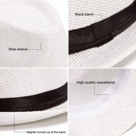 Fedoras Straw Fedora Hats for Men - Women Hat Summer Beach Hat Men Straw Hat Trilby Hat - CB18W37RKSA $15.96