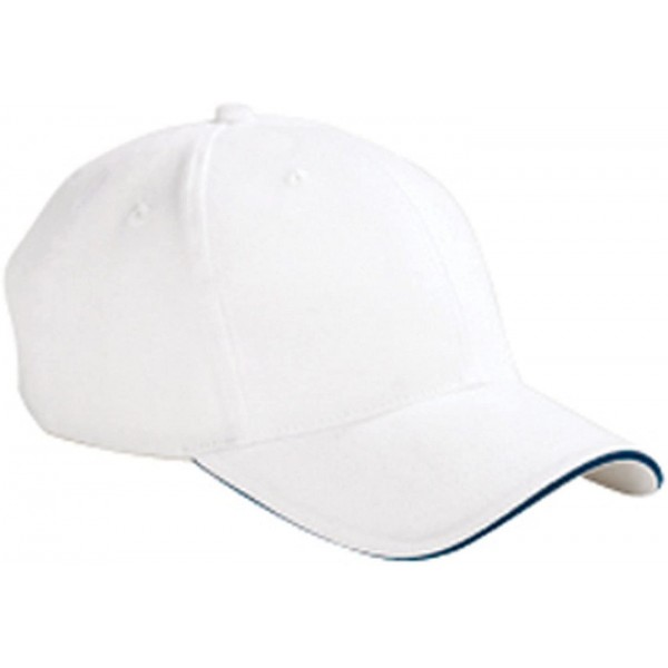 Baseball Caps 6-Panel Twill Sandwich Baseball Cap (BX004) - White/Navy - CF113MH6ATT $8.45