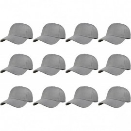 Baseball Caps Plain Blank Baseball Caps Adjustable Back Strap Wholesale LOT 12 PC'S - Light Gray - CY12O816WNC $19.79