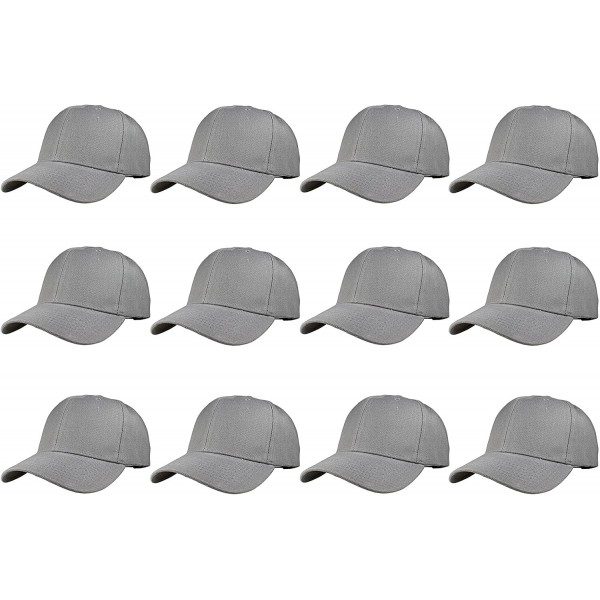 Baseball Caps Plain Blank Baseball Caps Adjustable Back Strap Wholesale LOT 12 PC'S - Light Gray - CY12O816WNC $19.79
