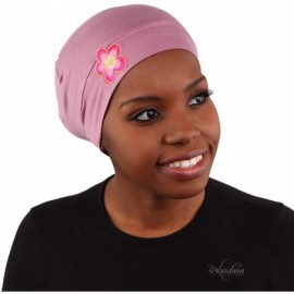 Skullies & Beanies Chemo Beanie Sleep Cap with Pink and Gold Flower - Rose - CG182356UQN $11.07