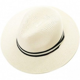 Fedoras Mens Womens Packable Straw Derby Panama Ribbon Band Sun Hat Fedora Summer - 00714white - C618SK4QOE7 $17.88