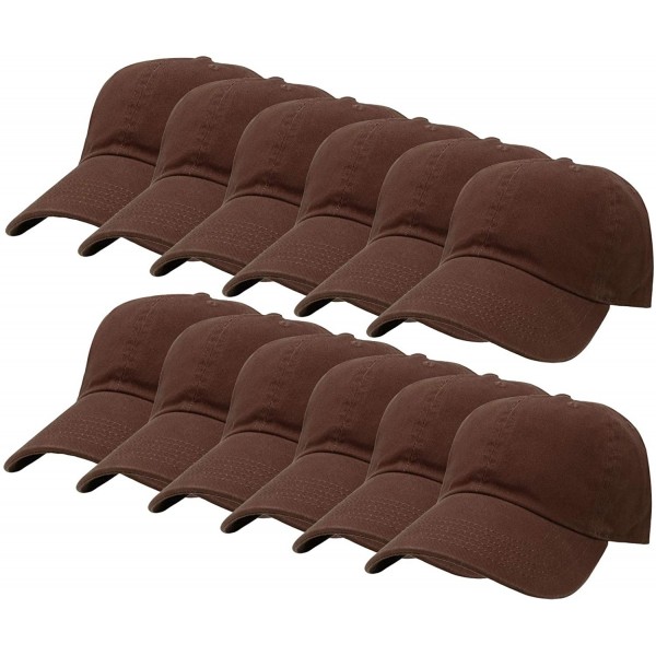 Baseball Caps 12-Pack Wholesale Classic Baseball Cap 100% Cotton Soft Adjustable Size - Dark Brown - C218E6KADNC $53.50