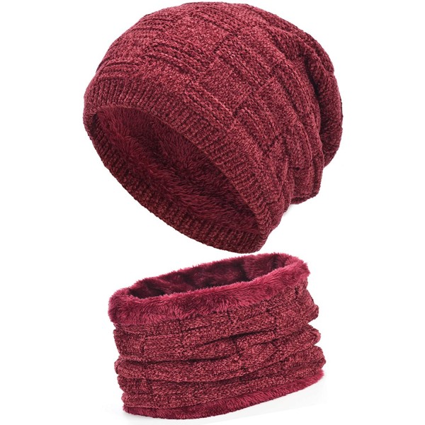 Skullies & Beanies Styles Oversized Winter Extremely Slouchy - Wbxne Red Hat&scarf - CI18ZZNUIAX $14.59