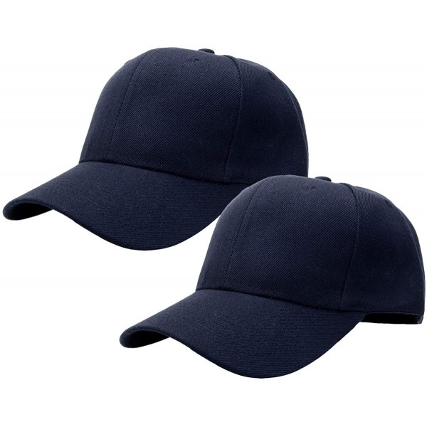 Baseball Caps 2pcs Baseball Cap for Men Women Adjustable Size Perfect for Outdoor Activities - Navy/Navy - CM195CANOOQ $12.18