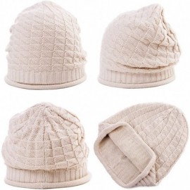 Skullies & Beanies Women's Winter Knitted Pom Beanie Ski Hat/Visor Beanie Newsboy Cap Wool/Acrylic - 89237beige - C4193DYS9NR...