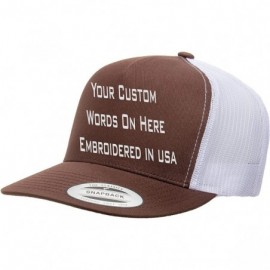Baseball Caps Custom Trucker Flatbill Hat Yupoong 6006 Embroidered Your Text Snapback - Brown/White - CN1887OCGR6 $44.55