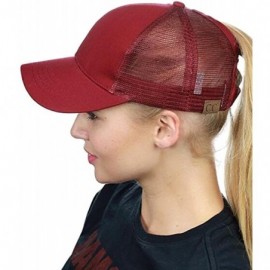 Baseball Caps Ponycap Messy High Bun Ponytail Baseball Hat Unisex Adjustable Glitter Trucker Hat - Wine Red - CS18EEGNLLD $11.85