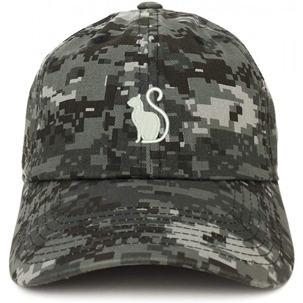 Baseball Caps Cat Image Embroidered Unstructured Cotton Dad Hat - Digital Night Camo - CE18S65DSGH $19.28