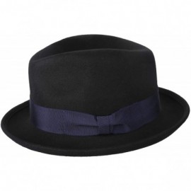 Fedoras Wool Felt Snap Brim Fedora Hat Men's Crushable Dress Trilby Jazz Cap - Black - C418LD8AEZ2 $19.23