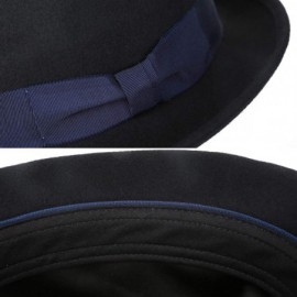 Fedoras Wool Felt Snap Brim Fedora Hat Men's Crushable Dress Trilby Jazz Cap - Black - C418LD8AEZ2 $44.50