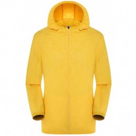 Rain Hats Men's Women Lightweight Rain Jacket with Hood Raincoat Outdoor Windbreaker HebeTop - Yellow - CG18XAU875G $12.71