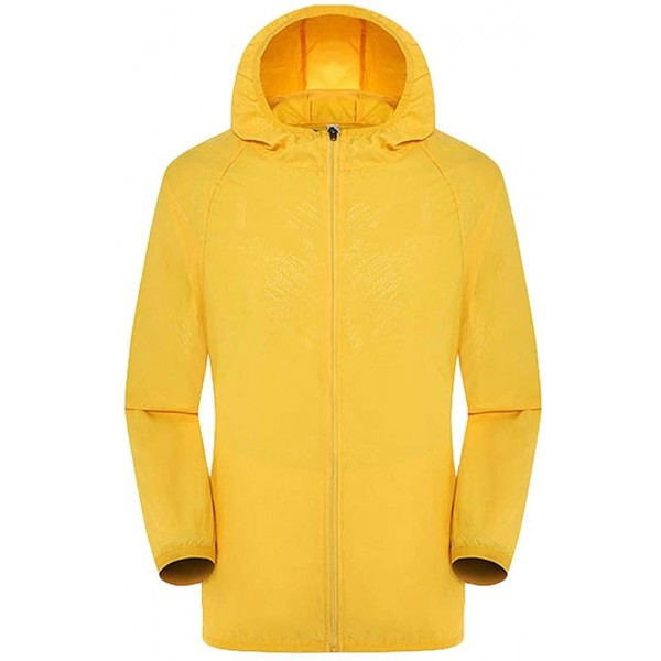 Rain Hats Men's Women Lightweight Rain Jacket with Hood Raincoat Outdoor Windbreaker HebeTop - Yellow - CG18XAU875G $12.71