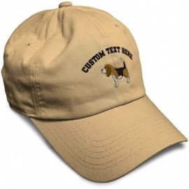 Baseball Caps Custom Soft Baseball Cap Beagle B Embroidery Dad Hats for Men & Women - Khaki - C118SIMS7XU $11.48