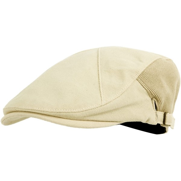 Newsboy Caps Modern Cotton Real Newsboy Hat Flat Cap AC3045 - Ivory - CI11WC83QOR $24.08