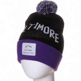 Skullies & Beanies Unisex USA Fashion Arch Cities Pom Pom Knit Hat Cap Beanie - Baltimore Black Purple - C112N5RZH20 $13.05