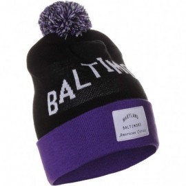 Skullies & Beanies Unisex USA Fashion Arch Cities Pom Pom Knit Hat Cap Beanie - Baltimore Black Purple - C112N5RZH20 $13.05