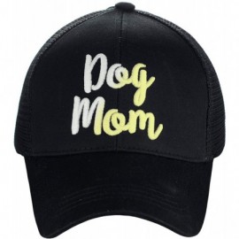 Baseball Caps Ponycap Color Changing 3D Embroidered Quote Adjustable Trucker Baseball Cap- Dog Mom- Black - CG18D99NI0W $11.17