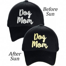Baseball Caps Ponycap Color Changing 3D Embroidered Quote Adjustable Trucker Baseball Cap- Dog Mom- Black - CG18D99NI0W $11.17