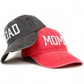 Baseball Caps Capital Mom and Dad Pigment Dyed Couple 2 Pc Cap Set - Red Black - C118I9Q4S2W $33.36