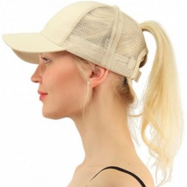 Baseball Caps Women Girls Ponytail Cap Messy Buns Trucker Plain Baseball Dad Hat Adjustable - Beige - CI18CYTCLCR $12.34