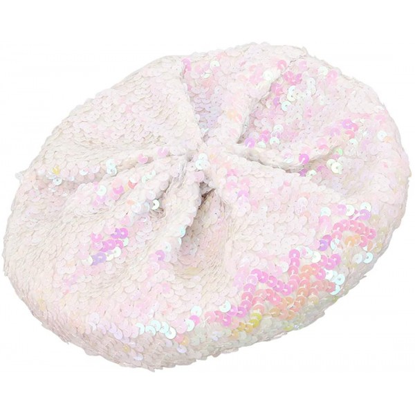 Berets Women Classic Sparkle Sequin Beret Hat Fashion Headwear for Party Club Dance - White - C718KK8ILUK $12.63