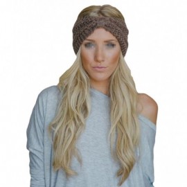 Headbands Women's Bowknot Design Winter Warm Twist Knitted Wool Headgear Crochet Headband Head Wrap Hairband(Pink) - Pink - C...