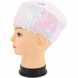 Berets Women Classic Sparkle Sequin Beret Hat Fashion Headwear for Party Club Dance - White - C718KK8ILUK $12.63