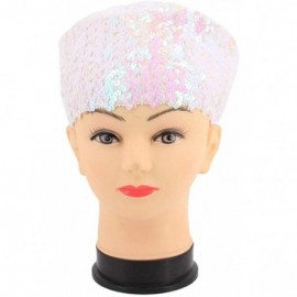 Berets Women Classic Sparkle Sequin Beret Hat Fashion Headwear for Party Club Dance - White - C718KK8ILUK $12.63