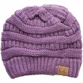 Skullies & Beanies Trendy Warm Chunky Soft Stretch Cable Knit Beanie Skull Cap Hat - Violet - CQ185R4DWG3 $11.12
