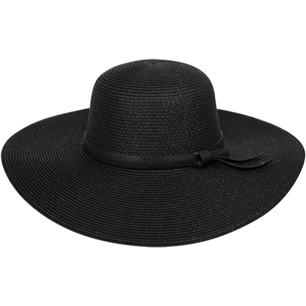 Fedoras Women's Braid Straw Wide Brim Fedora Hat UPF 50+ w/Adjustable Drawstring - Fl2251 Black - C218E29U3W8 $15.22