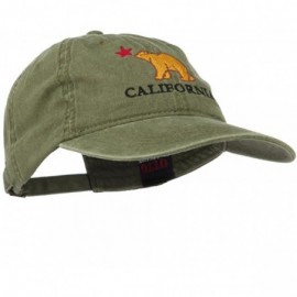 Baseball Caps California with Bear Embroidered Washed Cap - Olive Green - C211NY2ZKB7 $20.64