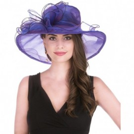 Sun Hats Women Kentucky Derby Church Cap Wide Brim Summer Sun Hat for Party Wedding - 2-purple - CF18CCKS5GM $14.92