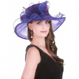 Sun Hats Women Kentucky Derby Church Cap Wide Brim Summer Sun Hat for Party Wedding - 2-purple - CF18CCKS5GM $14.92