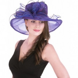 Sun Hats Women Kentucky Derby Church Cap Wide Brim Summer Sun Hat for Party Wedding - 2-purple - CF18CCKS5GM $14.92