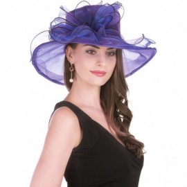 Sun Hats Women Kentucky Derby Church Cap Wide Brim Summer Sun Hat for Party Wedding - 2-purple - CF18CCKS5GM $14.92