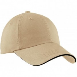 Baseball Caps Signature Sandwich Bill Cap with Striped Closure C830 - Maroon/ Khaki - CR1123HG7PR $8.07