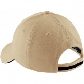 Baseball Caps Signature Sandwich Bill Cap with Striped Closure C830 - Maroon/ Khaki - CR1123HG7PR $8.07